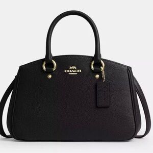 NWT Coach Small Savannah Leather Carryall Satchel CAL54 Gold/Black